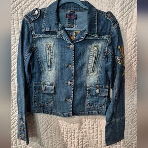 Rosy Love's Blue Denim Jacket with Embroidery
